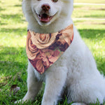 Retro Pink Roses Floral Print Over The Collar Dog Bandana