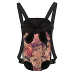Retro Pink Roses Floral Print Pet Carrier Backpack