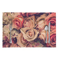 Retro Pink Roses Floral Print Placemat