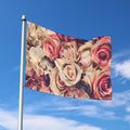 Retro Pink Roses Floral Print Polyester Flag