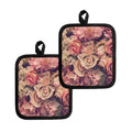 Retro Pink Roses Floral Print Pot Holders