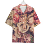 Retro Pink Roses Floral Print Rayon Hawaiian Shirt