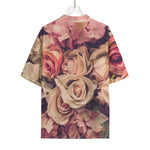 Retro Pink Roses Floral Print Rayon Hawaiian Shirt