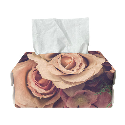 Retro Pink Roses Floral Print Rectangle Tissue Box Cover