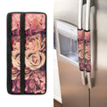 Retro Pink Roses Floral Print Refrigerator Handle Covers