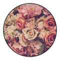 Retro Pink Roses Floral Print Round Floor Mat