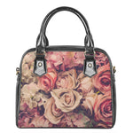 Retro Pink Roses Floral Print Shoulder Handbag