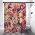Retro Pink Roses Floral Print Shower Curtain