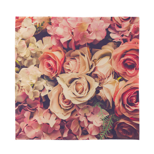Retro Pink Roses Floral Print Silk Bandana
