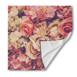 Retro Pink Roses Floral Print Silk Bandana