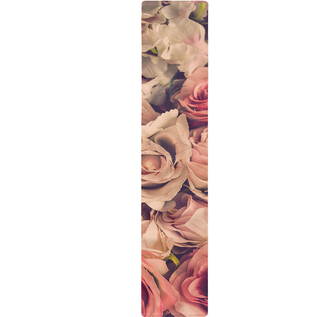 Retro Pink Roses Floral Print Table Runner