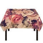 Retro Pink Roses Floral Print Tablecloth