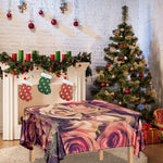 Retro Pink Roses Floral Print Tablecloth
