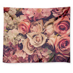 Retro Pink Roses Floral Print Tapestry