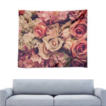 Retro Pink Roses Floral Print Tapestry