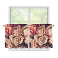 Retro Pink Roses Floral Print Tier Curtains