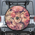 Retro Pink Roses Floral Print Tire Cover With Camera Hole
