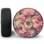 Retro Pink Roses Floral Print Tire Cover With Camera Hole