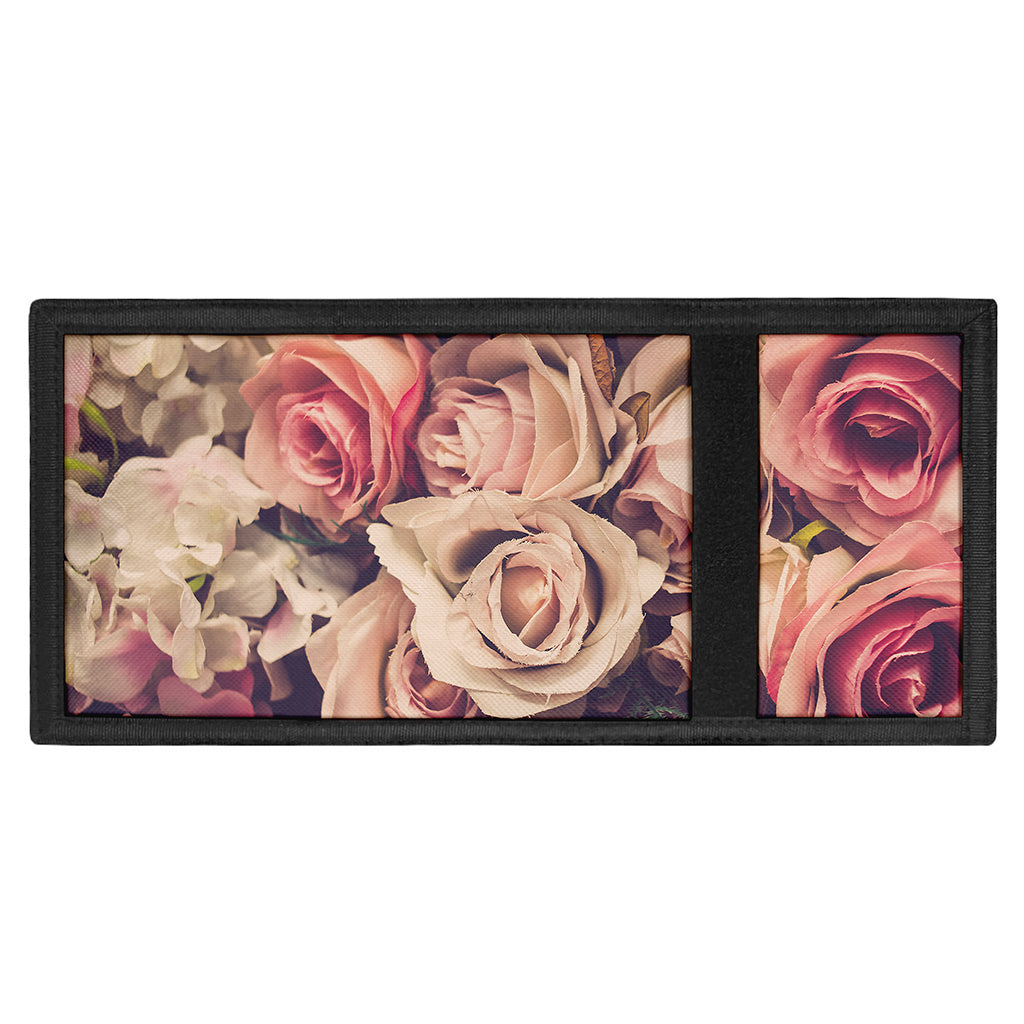 Retro Pink Roses Floral Print Trifold Wallet
