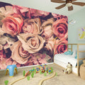Retro Pink Roses Floral Print Wall Sticker