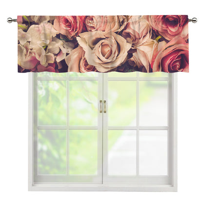Retro Pink Roses Floral Print Window Valance