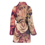 Retro Pink Roses Floral Print Women's Bathrobe