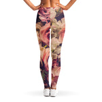 Retro Pink Roses Floral Print Women's Leggings