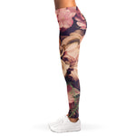 Retro Pink Roses Floral Print Women's Leggings