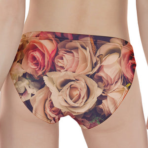 Retro Pink Roses Floral Print Women's Panties