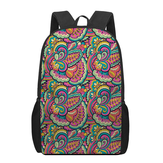 Retro Psychedelic Hippie Pattern Print 17 Inch Backpack