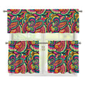 Retro Psychedelic Hippie Pattern Print 3 Piece Kitchen Curtains