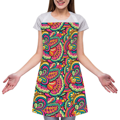 Retro Psychedelic Hippie Pattern Print Adjustable Apron