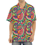 Retro Psychedelic Hippie Pattern Print Aloha Shirt