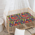 Retro Psychedelic Hippie Pattern Print Baby Crib Sheet