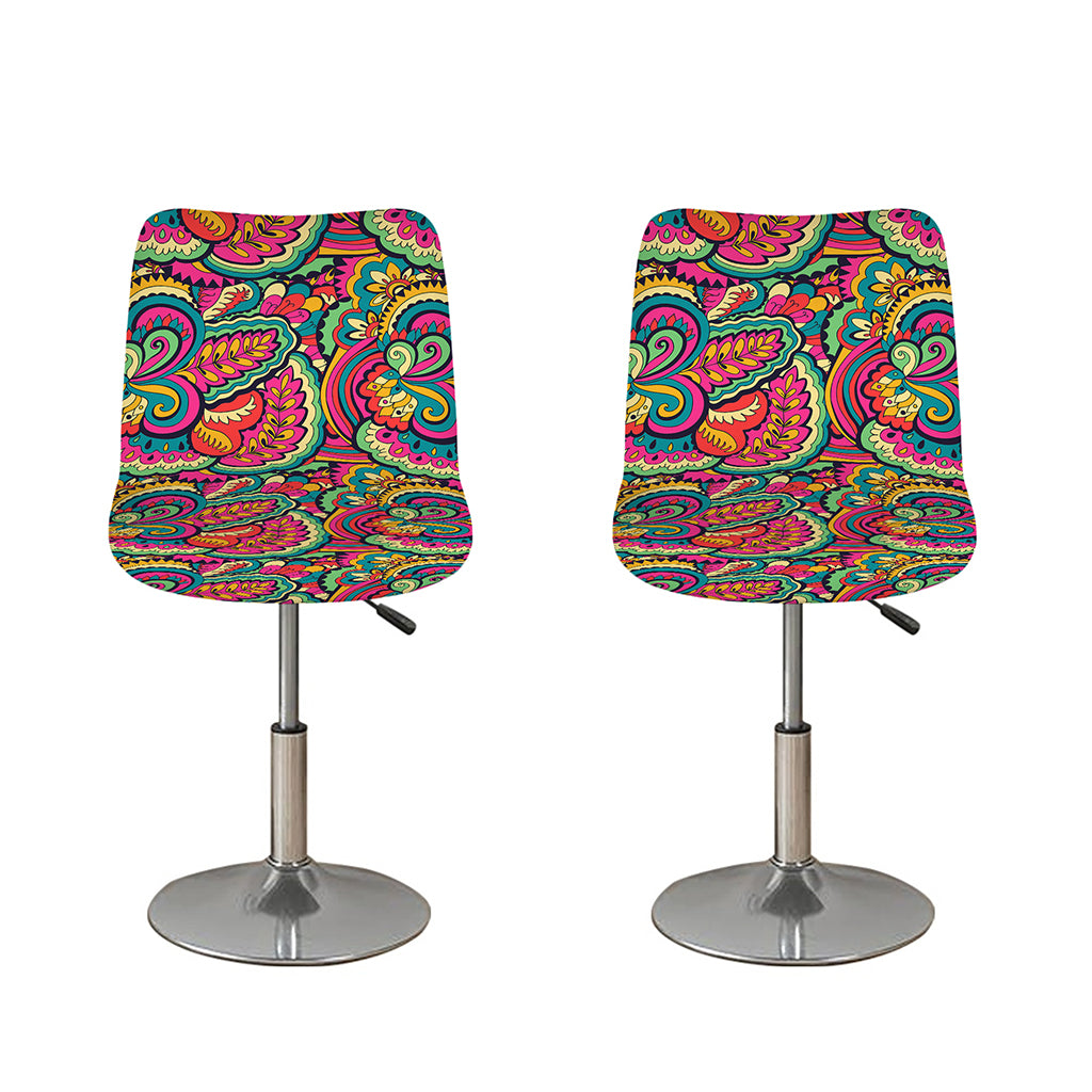 Retro Psychedelic Hippie Pattern Print Bar Stool Covers