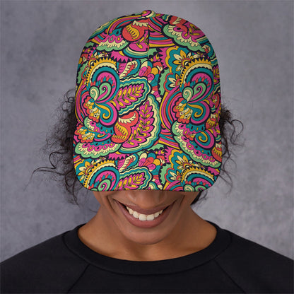 Retro Psychedelic Hippie Pattern Print Baseball Cap