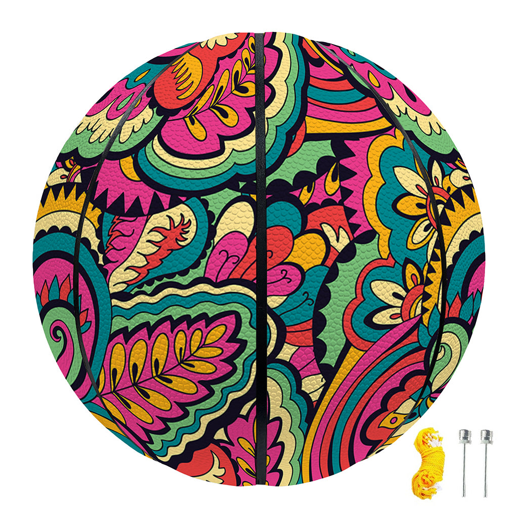 Retro Psychedelic Hippie Pattern Print Basketball