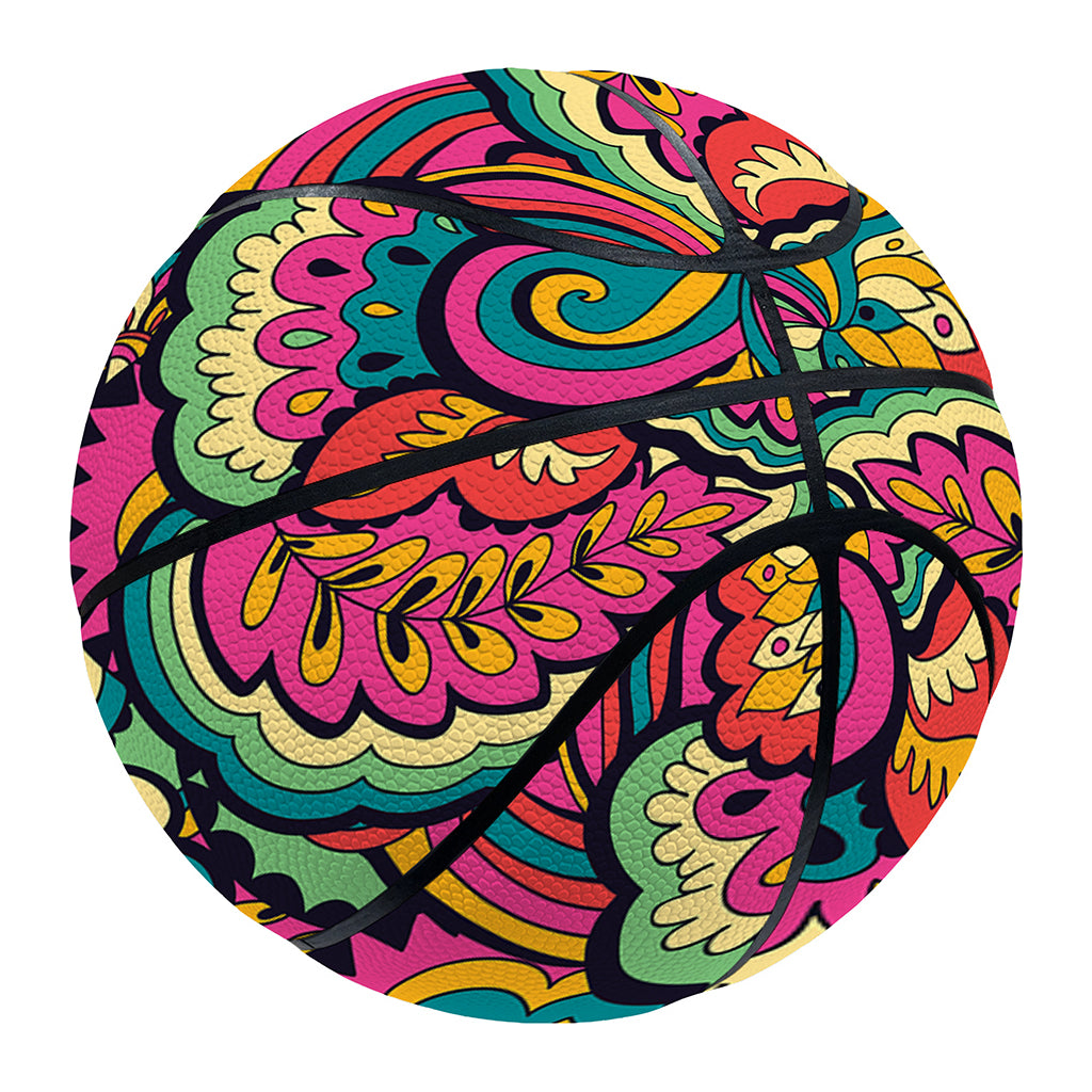 Retro Psychedelic Hippie Pattern Print Basketball