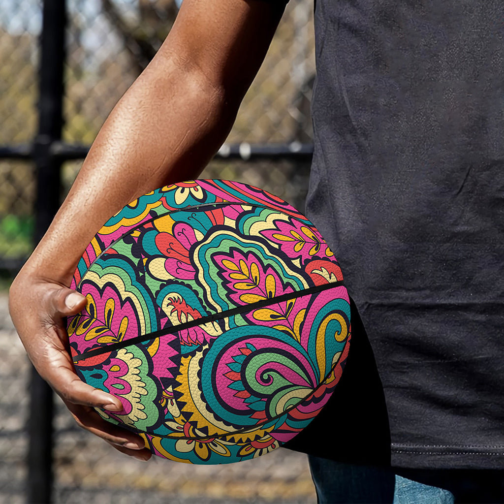 Retro Psychedelic Hippie Pattern Print Basketball
