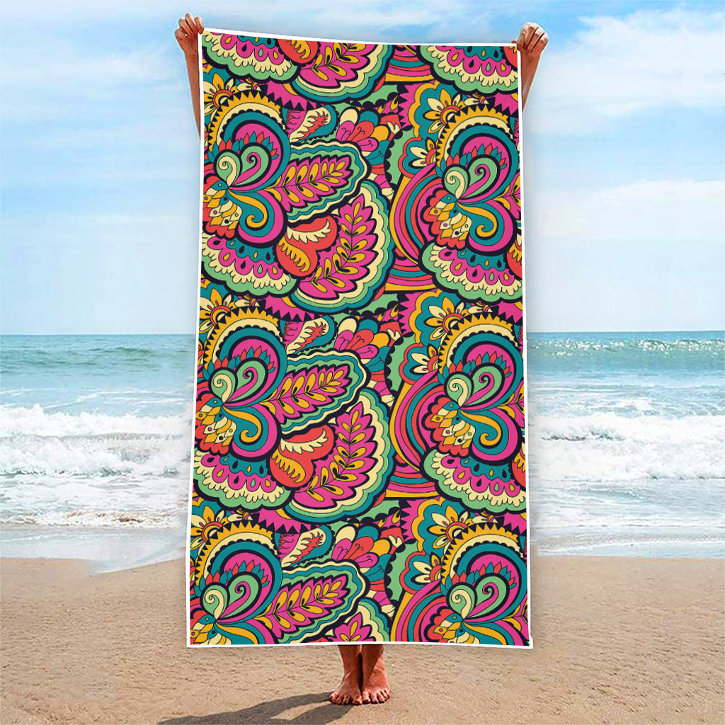 Retro Psychedelic Hippie Pattern Print Beach Towel
