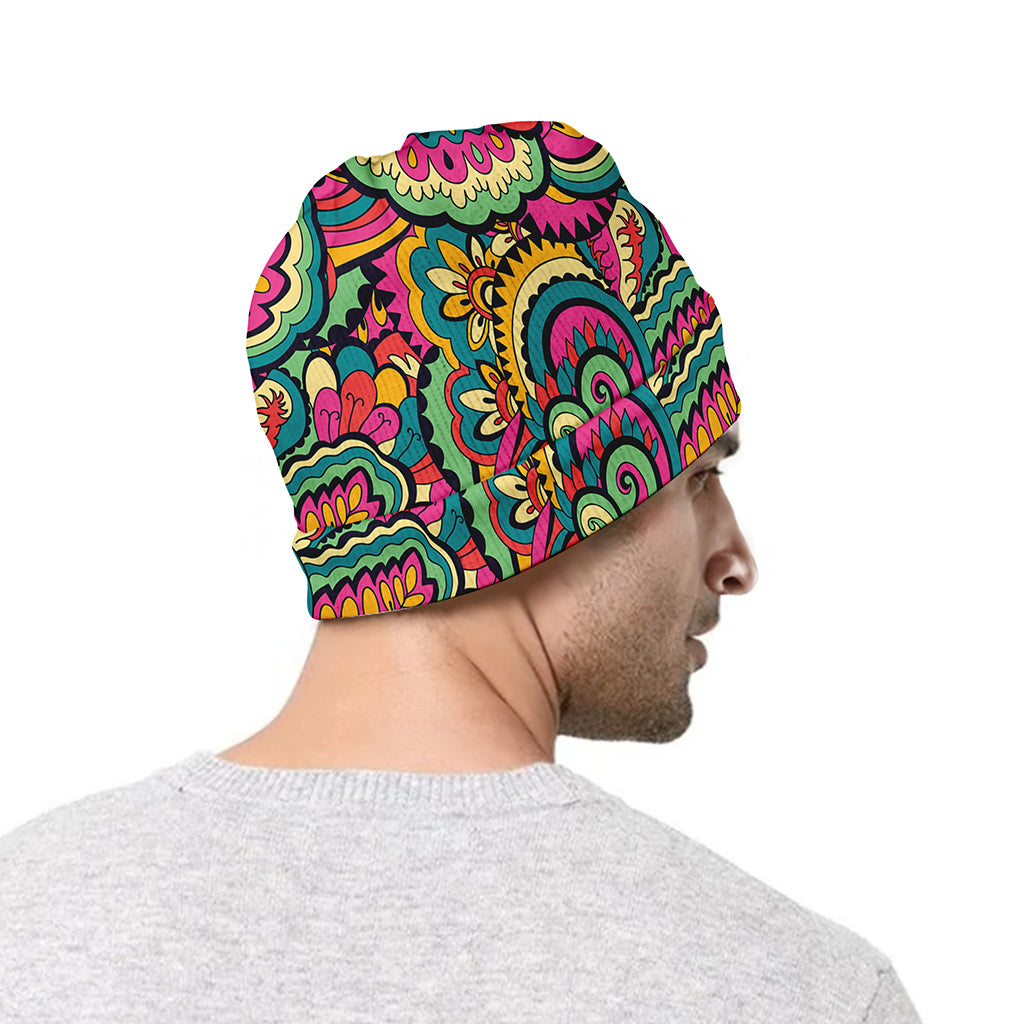 Retro Psychedelic Hippie Pattern Print Beanie