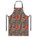 Retro Psychedelic Hippie Pattern Print Bib Apron With Pocket