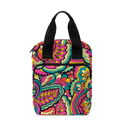 Retro Psychedelic Hippie Pattern Print Bible Tote Bag