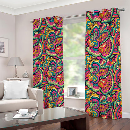 Retro Psychedelic Hippie Pattern Print Blackout Grommet Curtains