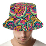 Retro Psychedelic Hippie Pattern Print Bucket Hat
