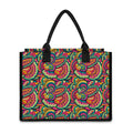 Retro Psychedelic Hippie Pattern Print Canvas Tote Bag