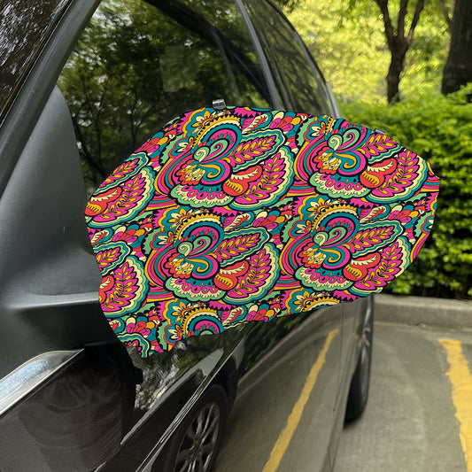 Retro Psychedelic Hippie Pattern Print Car Side Mirror Covers