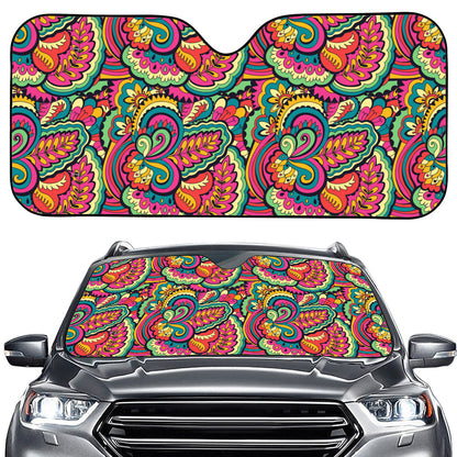 Retro Psychedelic Hippie Pattern Print Car Windshield Sun Shade