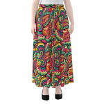 Retro Psychedelic Hippie Pattern Print Chiffon Maxi Skirt