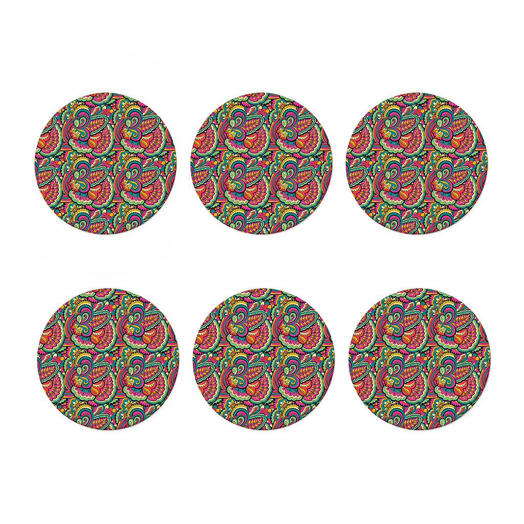 Retro Psychedelic Hippie Pattern Print Coaster Set